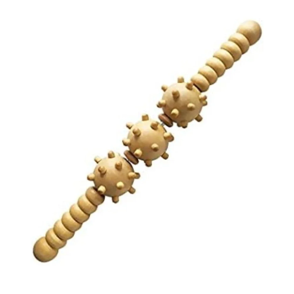 Spiked Wood Muscle Massage Roller Stick Holistic Cellulite Trigger‎ Point Tool